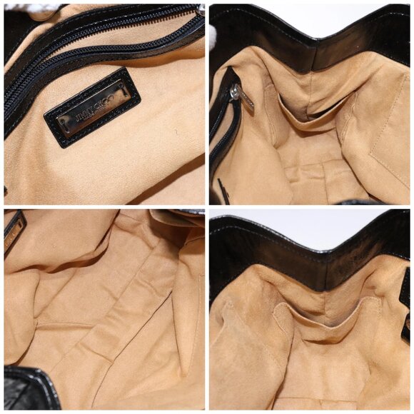 Jimmy Choo Studs Tote Bag Patent leather Black Silver Auth BA5147 - Picture 15 of 16